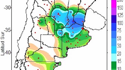 Registros de lluvias de las últimas horas en varias provincias del país