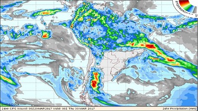 Reporte de lluvias al 29 de marzo de 2017