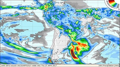 Reporte de lluvias al 26 de Abril de 2017