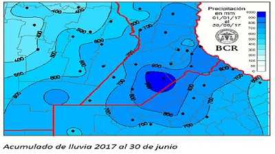 ¿Cuánto más está lloviendo en la región núcleo?