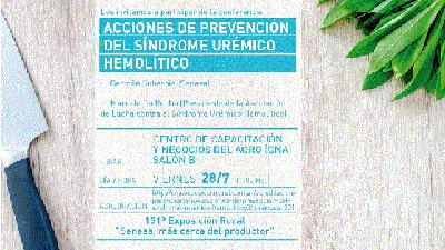Expo Rural: el Senasa realizará una conferencia sobre el síndrome urémico hemolítico