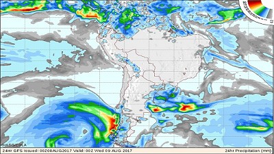 Precipitaciones al 8 de agosto y alertas meteorológicas