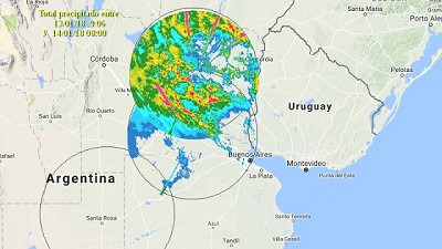 Lluvias registradas desde el viernes hasta el domingo a la mañana