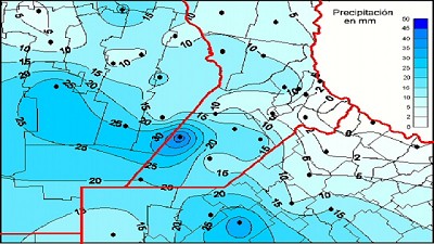 Registro de las precipitaciones caídas en las últimas horas del 6 de abril