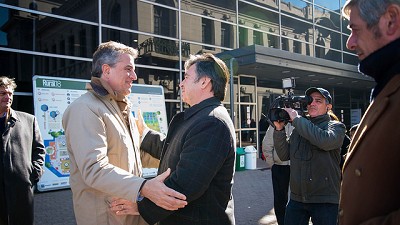 El presidente de la SRA recibió a Etchevehere en la Exposición Rural