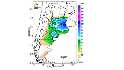 Registro de lluvias caídas en la mañana del 14 de diciembre