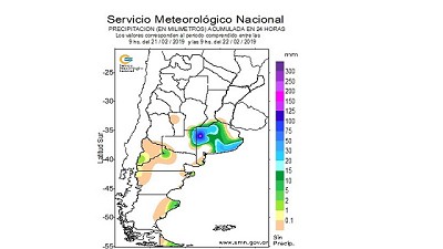 Registro lluvias caídas durante el 22 de febrero