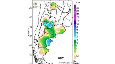 Registro de lluvias caídas el 15 de marzo