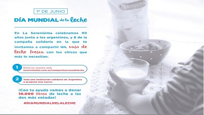 La Serenísima se suma a los festejos por el Día Mundial de la Leche