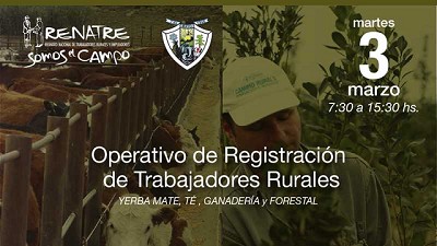 El RENATRE realizará un Operativo de Registración Móvil para trabajadores rurales en Misiones
