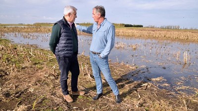Anegamientos en Buenos Aires: Julián Domínguez recorrió campos afectados, dialogó con productores y adelantó que se asistirá 