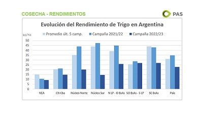 El trigo logró el peor rinde los últimos 14 años