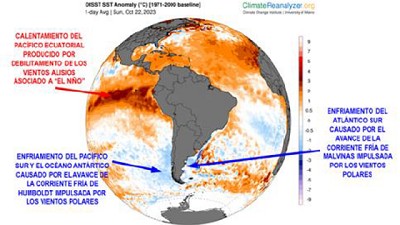 Perspectiva agroclimática 2023/2024 en el área agrícola del Cono Sur