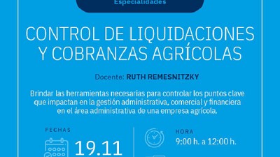 BCR lanza un curso en control de liquidaciones y cobranzas agrícolas