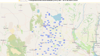 Córdoba: Precipitaciones Acumuladas del 1 al 6 de abril